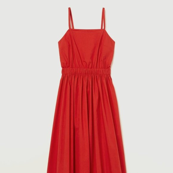 H&M Back Laced Dress Red Cotton Like-New - Picture 1 of 3